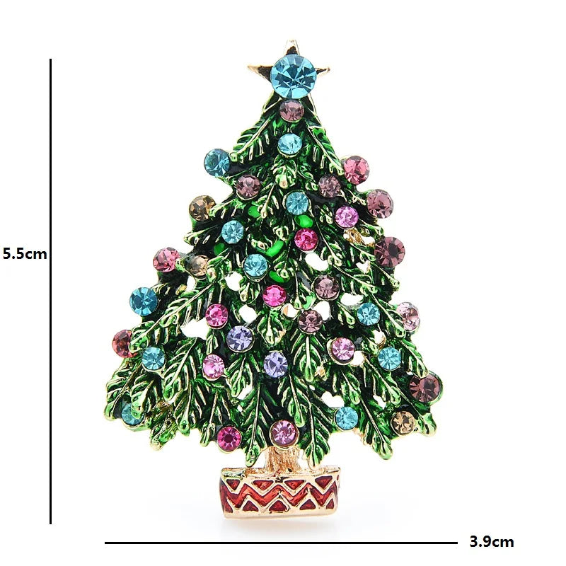 Wuli&baby Green Enamel Tree Brooches Women Men Christmas Tree Party Causal Office Brooch Pins Gifts