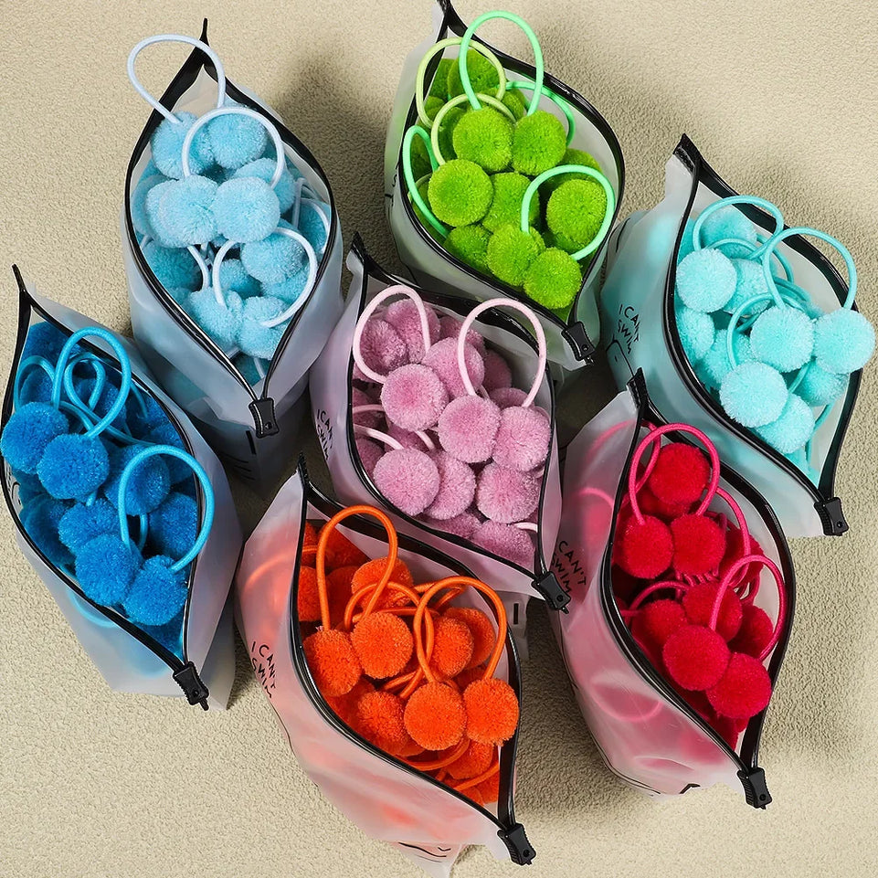 5/10/20Pcs/Set Solid Double Plush Ball Elastic Hair Bands For Kids Girls Hair Ropes Ties Ponytail Headwear Hair Accessories Gift